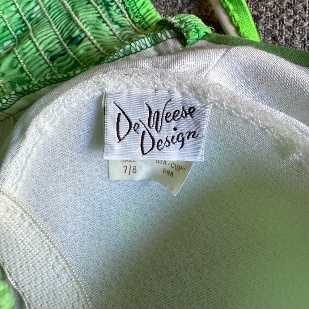 Vintage Deweese Design Green Floral Dress 7/8 - Picture 8 of 11